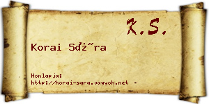 Korai Sára névjegykártya